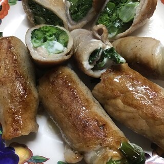 菜の花の豚肉巻き焼き